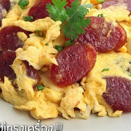 ข้าวไข่เจียวทรงเครื่อง1ฟอง+กุนเชียงทอด