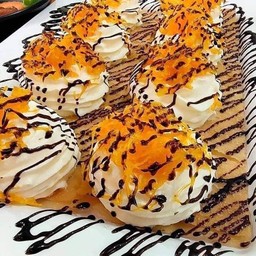 โรตีทิชชู่+วิปครีม+ฝอยทอง+ชอคฯ - Deli