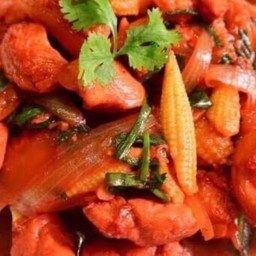 ข้าวราด ผัดไก่ซอสแดง