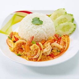 ข้าวผงกระหรี่กุ้ง  - ครัวกระเพราหอม (อาหารตามสั่ง)