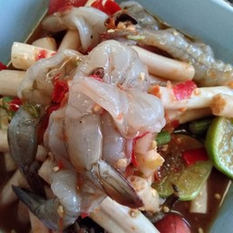 ตำไหลบัวกุ้งสด