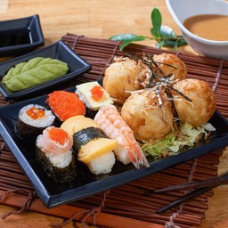 (S1) ซูชิ 6 ชิ้น + ทาโกยากิ 4 ชิ้น