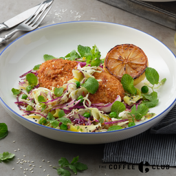 Chicken schnitzel with Italian slaw