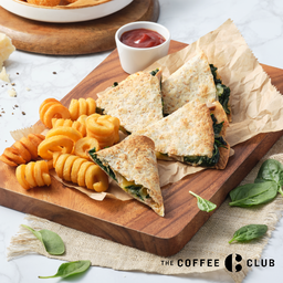 Flat Grill  Mushroom and spinach with Curly Fries