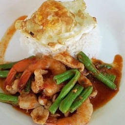 ผัดพริกแกงถั่ว+ข้าว