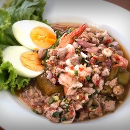 ยำมะเขือยาวกุ้งสด