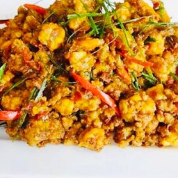 คั่วกลิ้งหมูสับ ราดข้าว