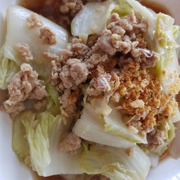 ข้าว ผัดผักกาดขาวหมูสับ