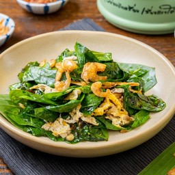 ใบเหลียงผัดไข่กุ้งเสียบ