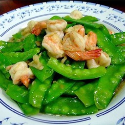 กุ้งผัดถั่วลันเตา