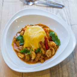 ข้าวไข่ข้นราดซอสต้มยำกุ้ง