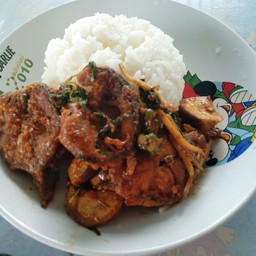 Stir Fried Catfish Curry Paste With Rice And Fried Egg
