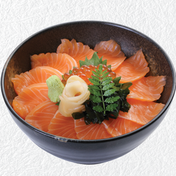 ข้าวหน้าปลาแซลมอน + ไข่ปลาแซลมอน