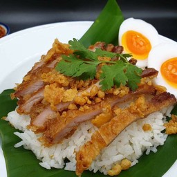 Fried Pork With Rice And Boiled Egg