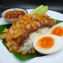 Fried Pork Belly With Rice And Boiled Egg