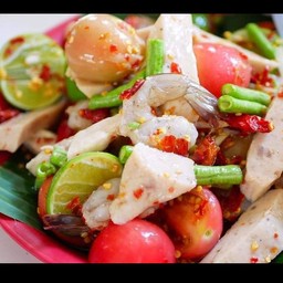 ตำเกาเหลาหมูยอกุ้งสด