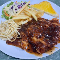 สเต๊กไก่ซอสบาร์บีคิว