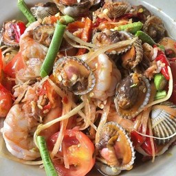 ตำทะเล กุ้งลวก ครกใหญ่