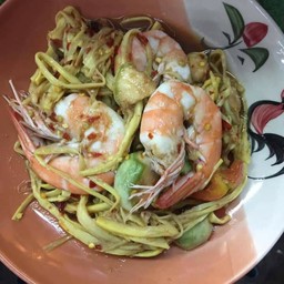 ตำหน่อไม้กุ้งสด(สุก)