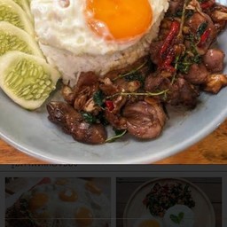 ข้าว+กระเพราเครื่องในไก่+ไข่ดาว1ฟอง