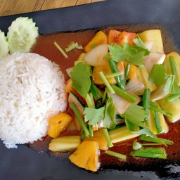 ผัดเปรี้ยวหวานไก่+ไข่ดาว