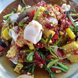 ข้าวโพดทะเลรวม ครกระเบิด ปลาร้านัวร์120