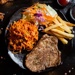 หมูพริกไทยดำ+สปาเก็ตตี้ซอสหมูหรือสปากระเพราหมู