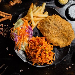 ไก่กรอบคริสปี้+สปาซอสหมูหรือสปากระเพราหมู