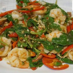 ผัดกะเพรากุ้ง