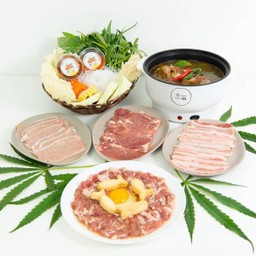 ชุดแจ่วฮ้อน หมูรวม (น้ำซุปร่าเริง) + หม้อไฟฟ้าทIS AN