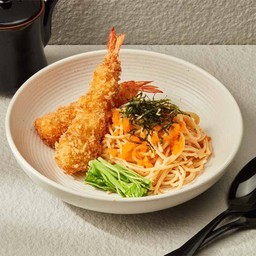 สปาเก็ตตี้ไข่กุ้ง+กุ้งทอด