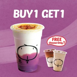 [Promotion] ซื้อ A แถม B  - Taro Chizu Brulee รับฟรี ชานม หรือ ชาไทย ไซส์ M ราคา