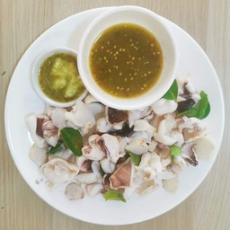 [อร่อยซ่ากับโค้ก]หมึกลวกจิ้ม+โค้ก