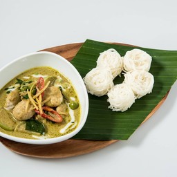 ขนมจีน แกงเขียวหวานลูกชิ้นปลากราย