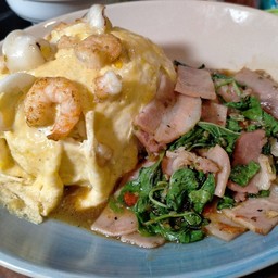 ไข่ข้นทะเล+เพราแฮมราดข้าว
