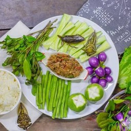 น้ำพริกแมงดา+ผักสด