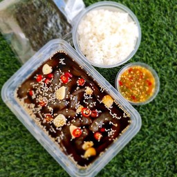 กุ้งดองซอสเกาหลีแบบเซต..มีข้าวญี่ปุ่นกับสาหร่ายนะคับ