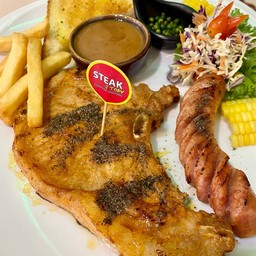 สเต็กหมูพอร์คชอป + ไส้กรอกหมูกระเทียม ลด15%