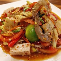 ตำเหลากุ้งสด+หมูยอ ปลาร้า