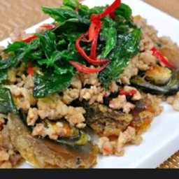 ผัดกะเพราหมูสับไข่เยียวม้าราดข้าว