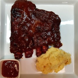 ซี่โครงหมูบาร์บีคิว+มันบด