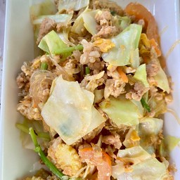 ผัดวุ้นเส้นกะหล่ำปลี+ข้าว