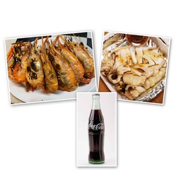 [อร่อยซ่ากับโค้ก] กุ้งเผา+หมึกกระดอง+โค้ก
