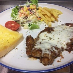 สเต็กหมูบาร์บีคิวอบชีส