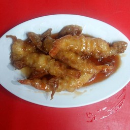 กุ้ง-ปลาหมึก ทอดราดซอสมะขาม (เลือกเนื้อสัตว์ได้1อย่าง