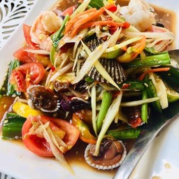 ตำหอยแครงกุ้งลวก(ปูปลาร้า)