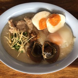 Pork Congee With 3 Livers (Soft Boiled Egg, Century Egg And Salted Egg)