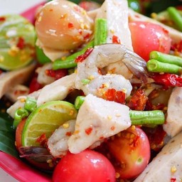 ตำหมูยอ-กุ้งสด