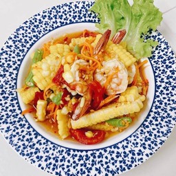 ตำข้าวโพด-หมูยอ-กุ้งสุก