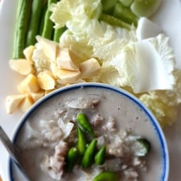 ปลาอินทรีย์หลน+ผักสด